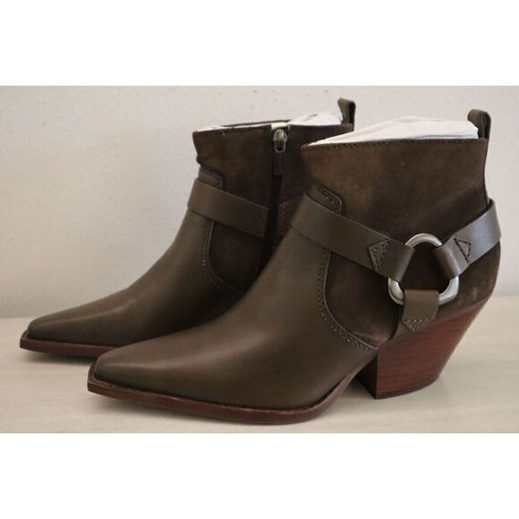Vince Camuto Women's Sz 39 US 8.5M Taupe Nenanie Leather Suede Booties - Picture 5 of 9